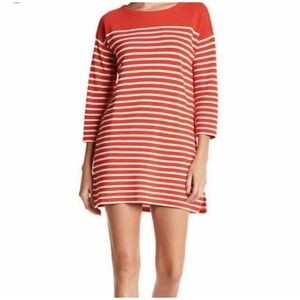 J.CREW Red & White 3/4 Sleeve Ladies‎ Boat Neck Ladies Tunic Dress, M